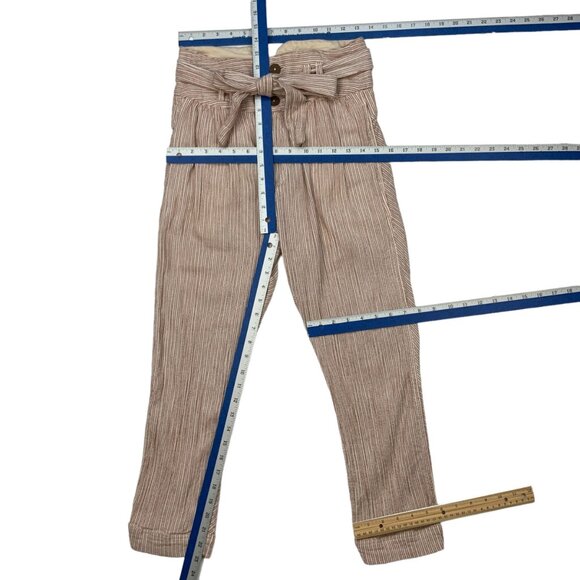 Free People Rumors Yarn Dye Harem Pants 0 Striped Cropped Belted High Waist - Picture 4 of 12